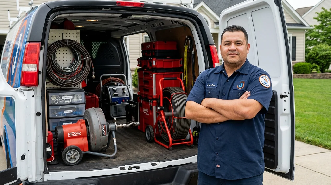 Professional drain cleaning equipment and Johns Plumbing LLC plumber in Sturgeon