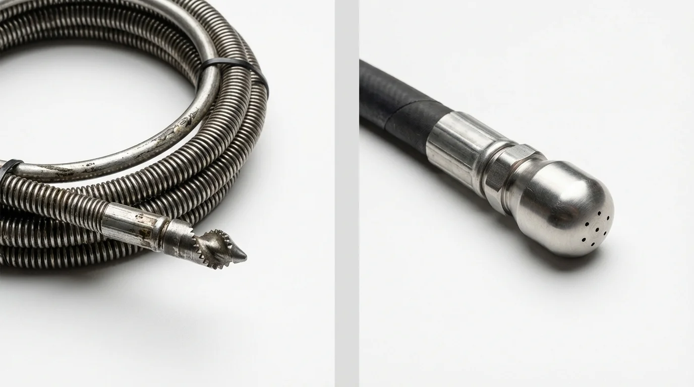 Drain snake cable and hydro jetting nozzle used for drain cleaning in Sturgeon, PA