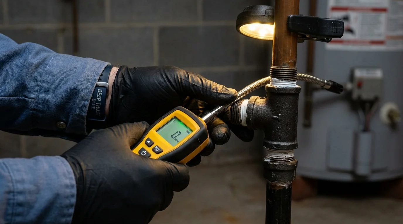 Gas leak detection with electronic sniffer by Johns Plumbing LLC in Sturgeon