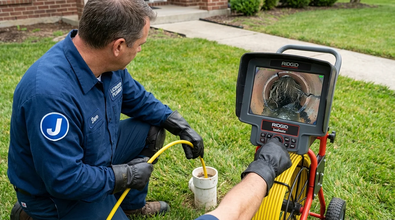 Sewer camera inspection being performed by Johns Plumbing LLC in Sturgeon